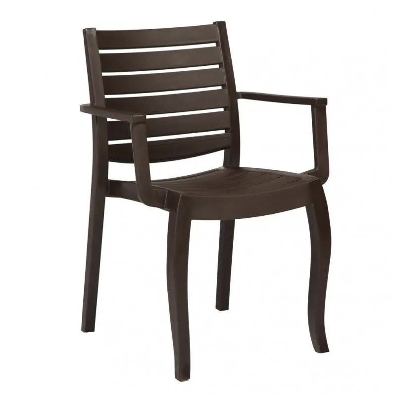 Chaise de jardin en plastique brun Zoilo, 56'5x52x84 cm