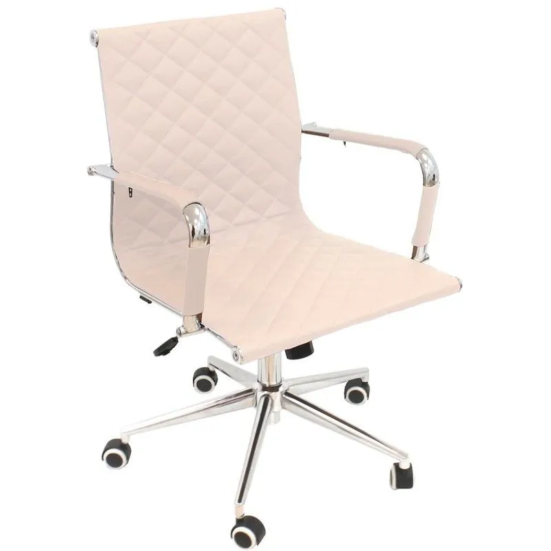 Chaise de bureau pivotante et inclinable en simili cuir blanc, 57 x 68 x 90/100 cm