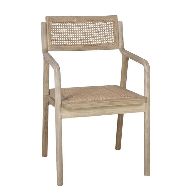 Chaise en orme et rotin naturel, 52 x 56 x 85 cm | isos