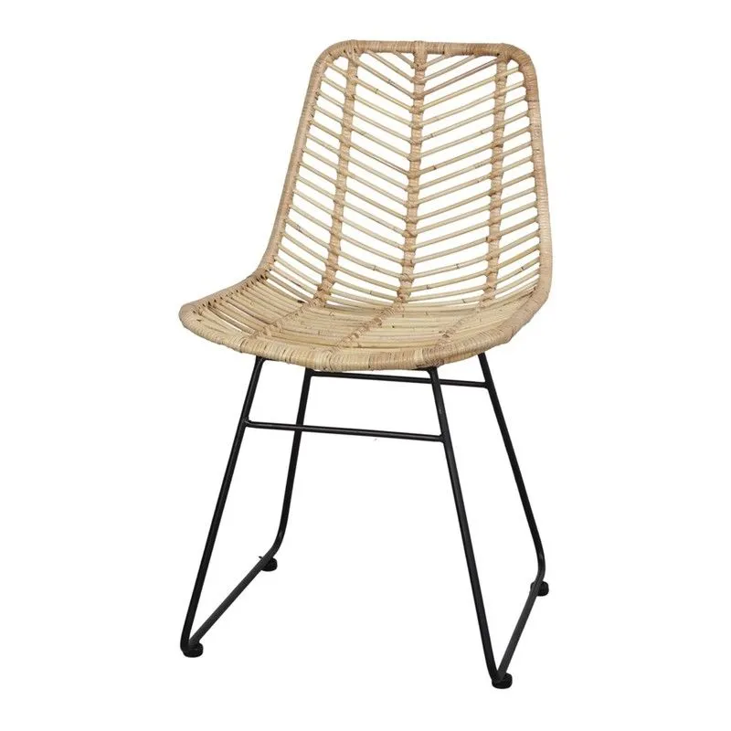 Chaise en rotin et acier naturel, 46 x 59 x 82 cm | Ramoneda