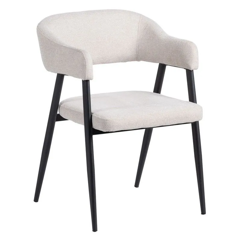 Chaise en tissu et acier crème et noir, 56 x 60 x 81 cm
