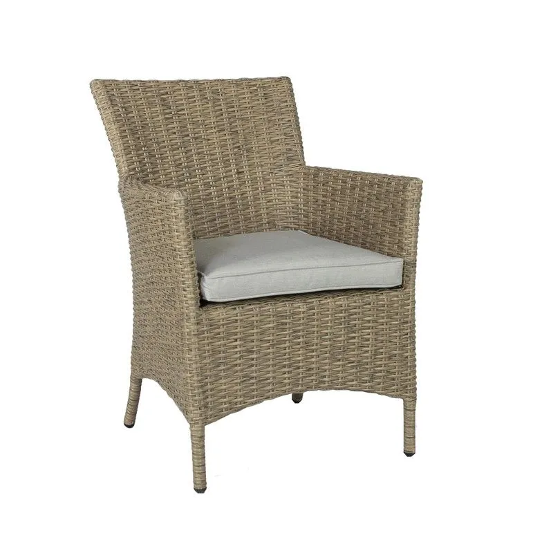Fauteuil d'extérieur en aluminium et rotin synthétique naturel, 65 x 66 x 87 cm | Trinité