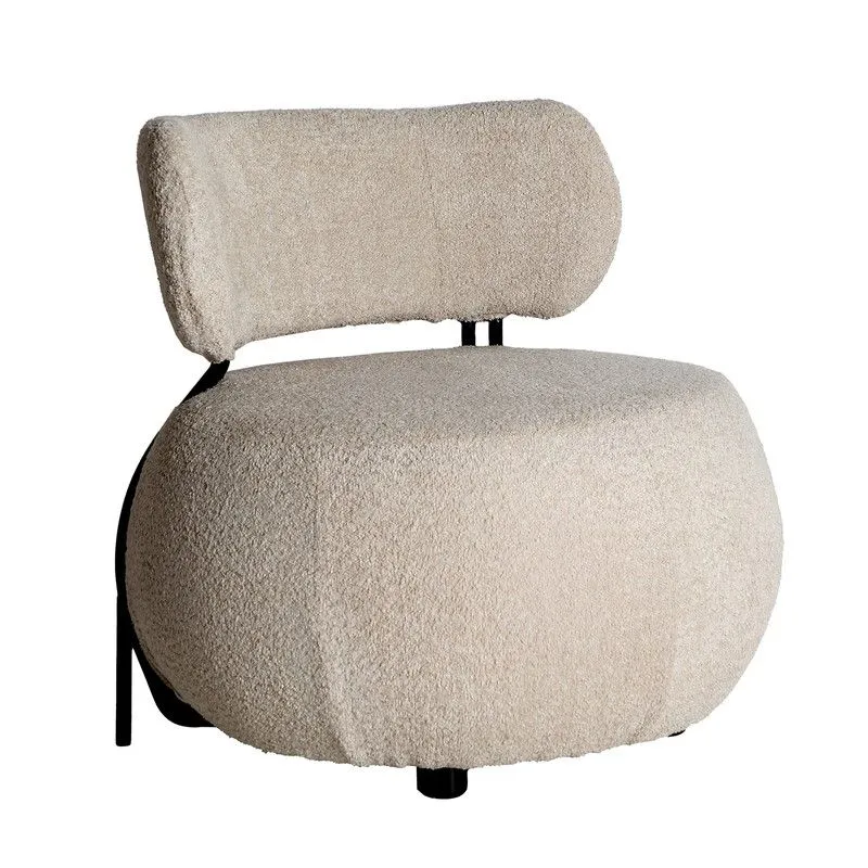 Fauteuil en tissu blanc cassé, 75 x 75 x 76 cm | Valence
