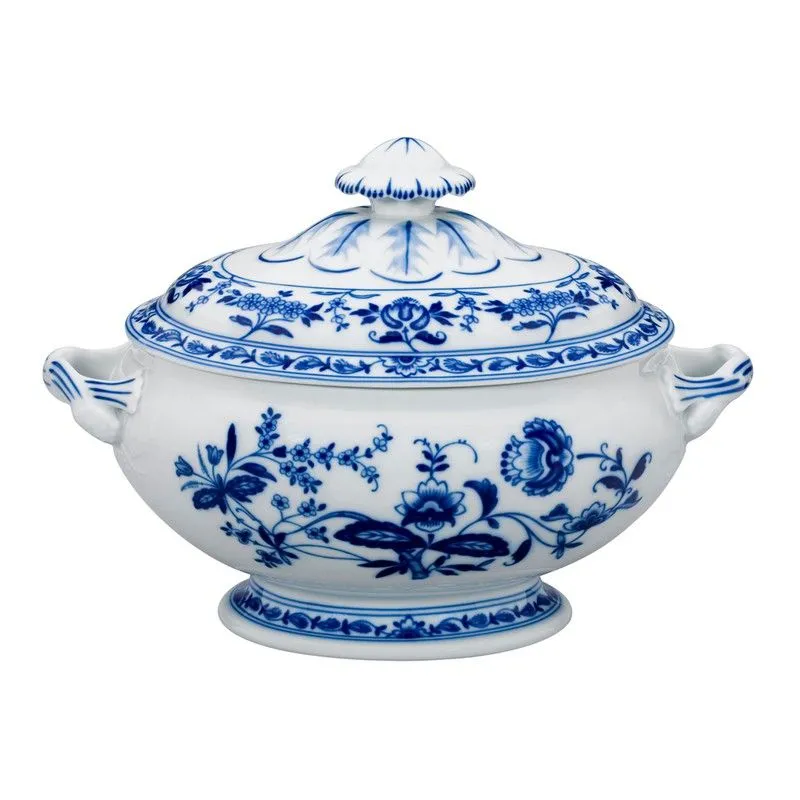 Soupière en porcelaine bleue, 33,2 x 21,6 x 23,5 cm | Margao