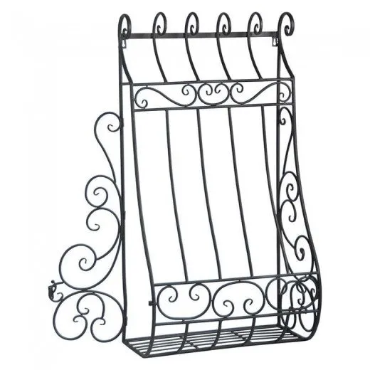 Support mural pour pots, en métal, noir italien, L50xl25,6xH91,4 cm