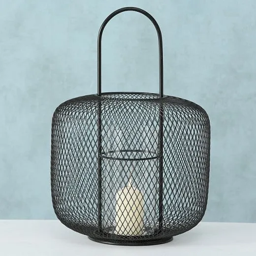 Bougeoir en métal Cocoon noir, Ø29xH42 cm