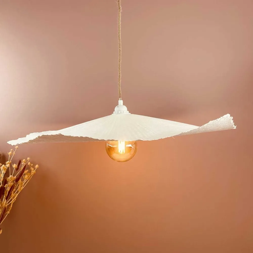 Abat-jour pour suspension Louise en papier mâché gaufré D. 60cm