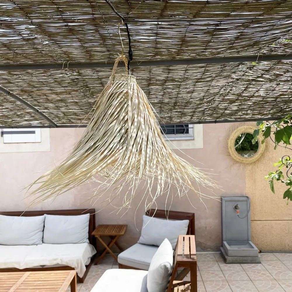 Abat jour pour Suspension Lisa en palmier - Paille chevelue claire