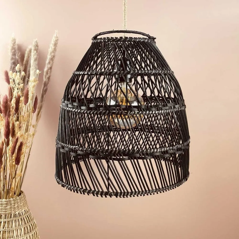 Abat jour pour Lampe en Rotin Noir Modèle Laura - dispo en 3 tailles