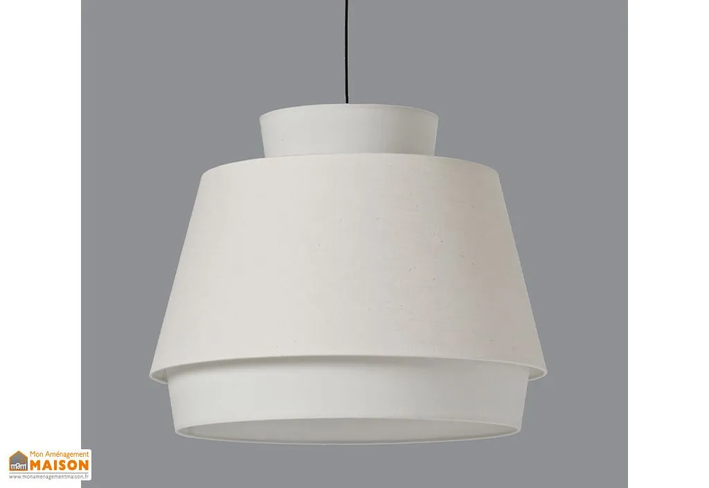 Suspension luminaire en métal, lin et coton Aspen Ø 60 cm