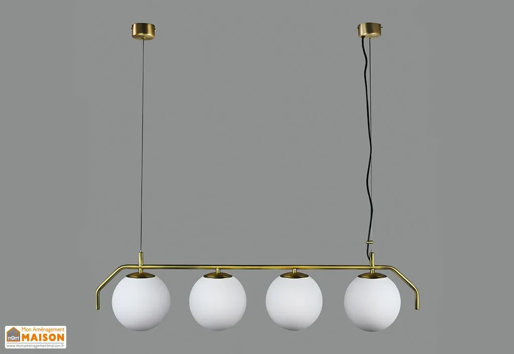 Suspension Luminaire en Métal et Verre 4 Globes Maui