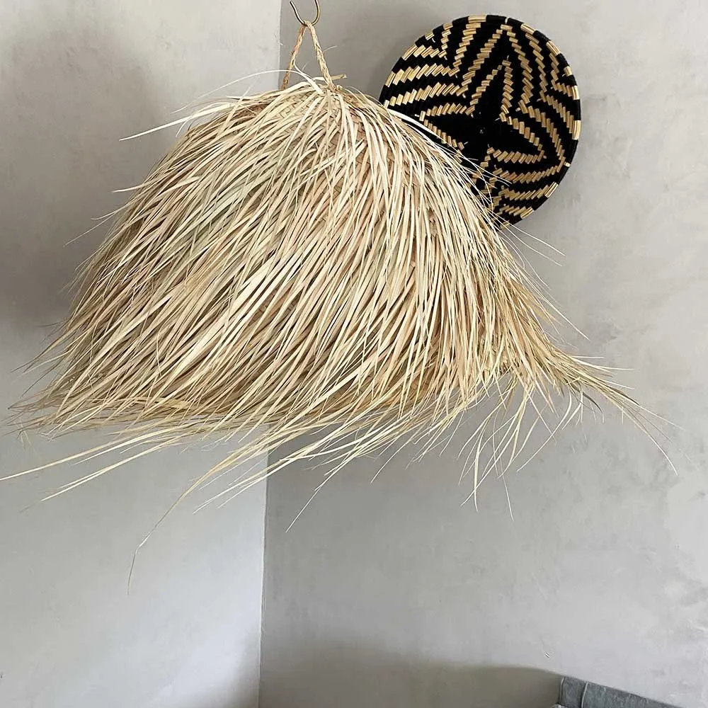 Abat jour pour Luminaire Marocain avec franges en Palmier tressé