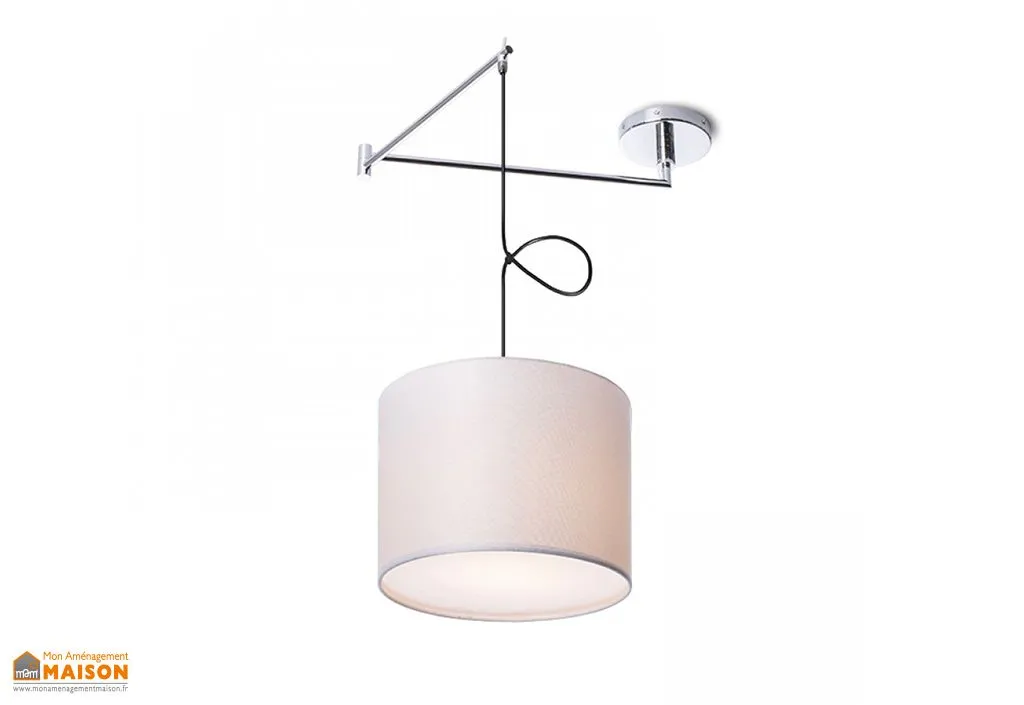 Suspension en Métal avec Abat-Jour en Textile Broadway Blanc