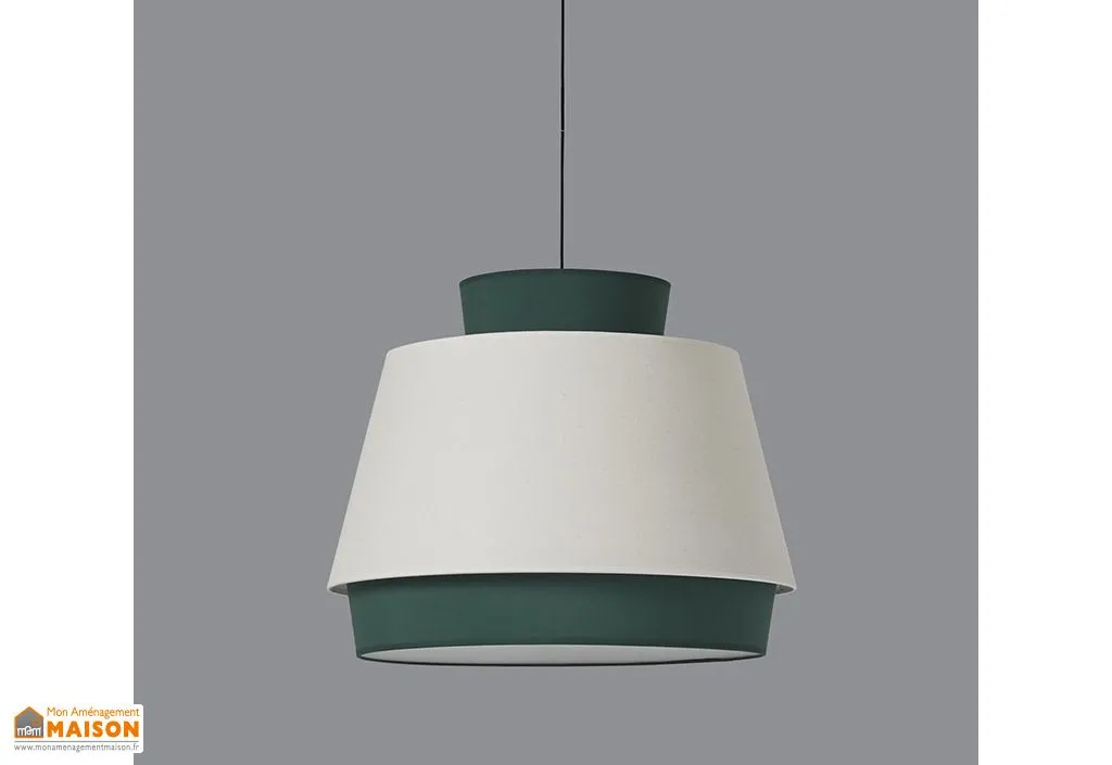 Suspension luminaire en métal, lin et coton Aspen Ø 45 cm