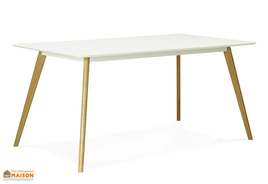 Table à Manger en Bois de Chêne Crush Blanc 160 cm