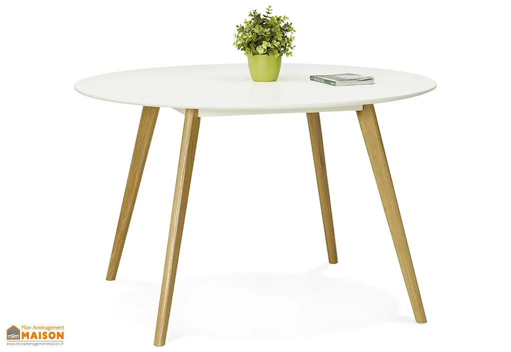 Table à Manger Ronde en Bois Camden Blanc ø 120 cm