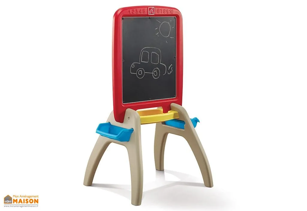 Tableau Chevalet de Dessin 2 en 1 Noir Craie et Blanc Aimanté