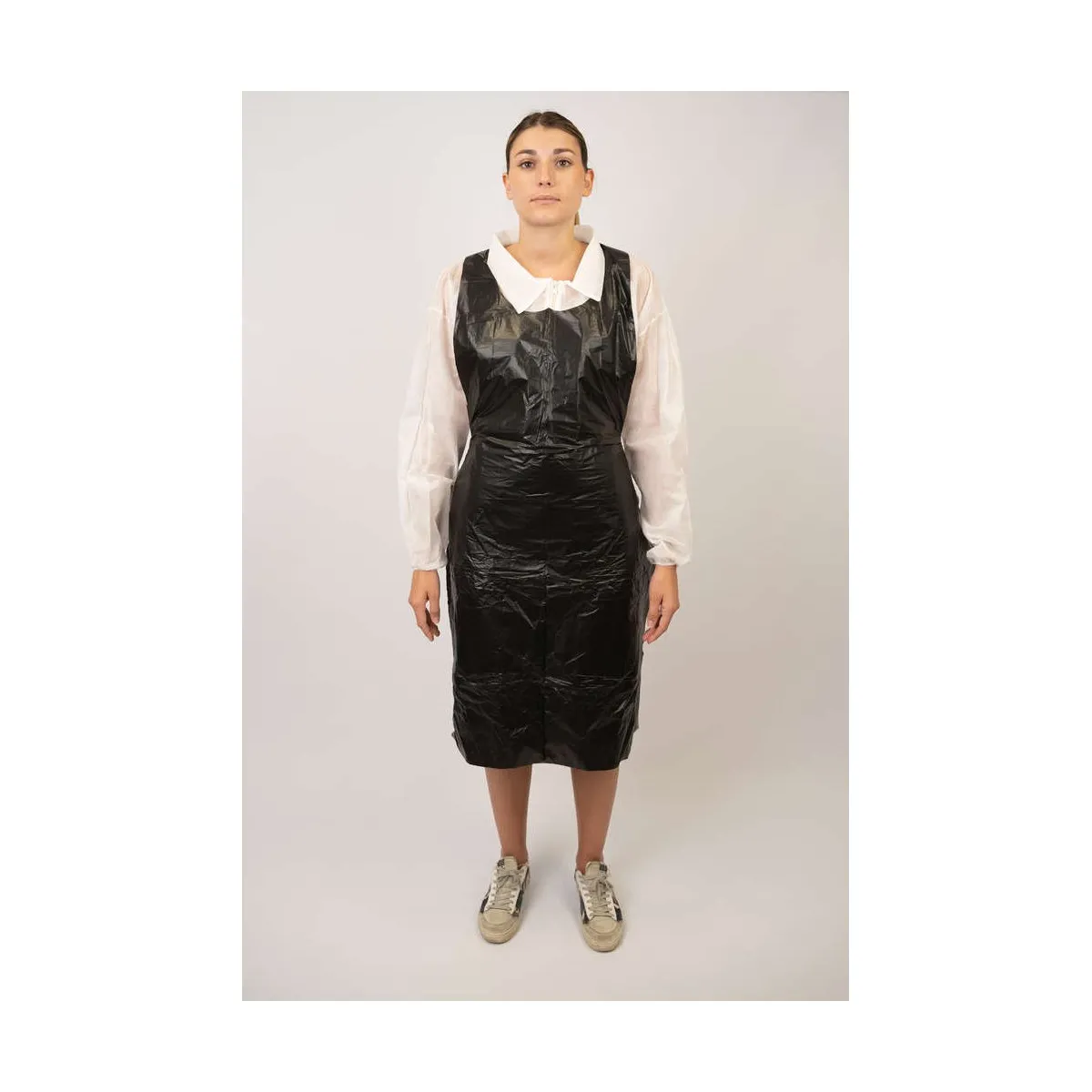 Tablier hygiène Noir polyéthylène Extra, gaufré, 40ù - par 100