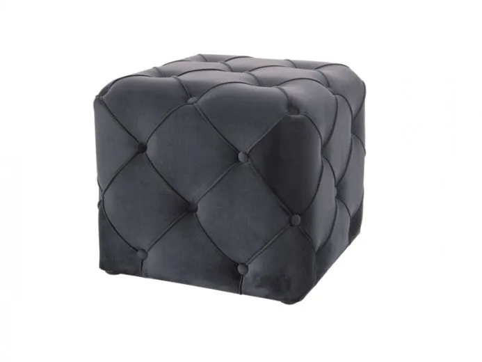 Tabouret tapissé de tissu Aviva K Velvet Noir, l50xA50xH45 cm