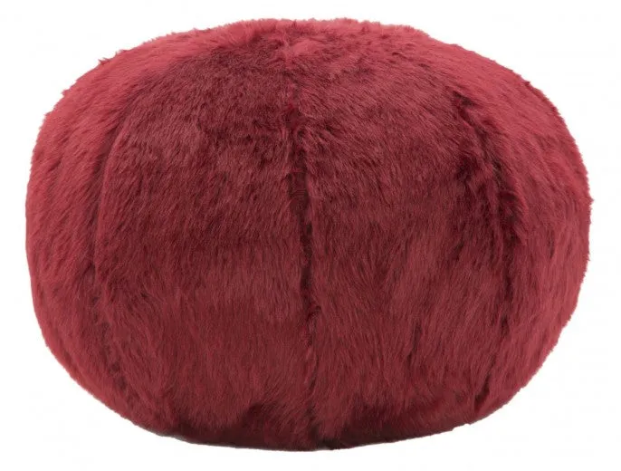 Tabouret rembourré en tissu Peluche Bordeaux, Ø50xH30 cm