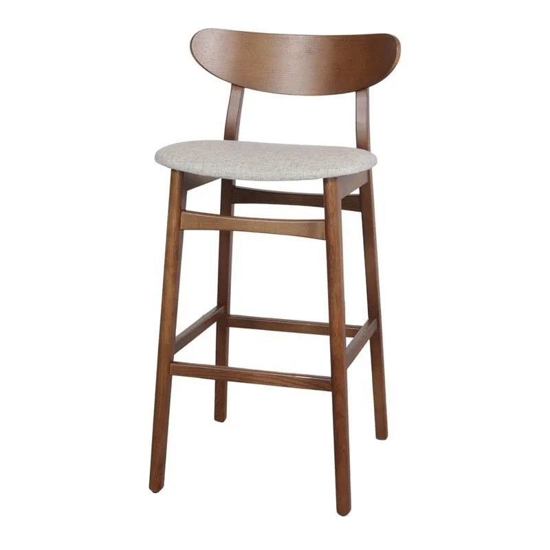 Tabouret haut en frêne et textile beige, 50 x 52 x 101 cm | Hollande