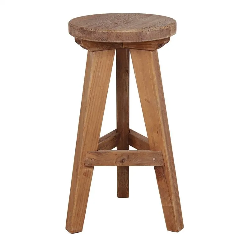 Tabouret haut en bois naturel, 40 x 40 x 70 cm | Route