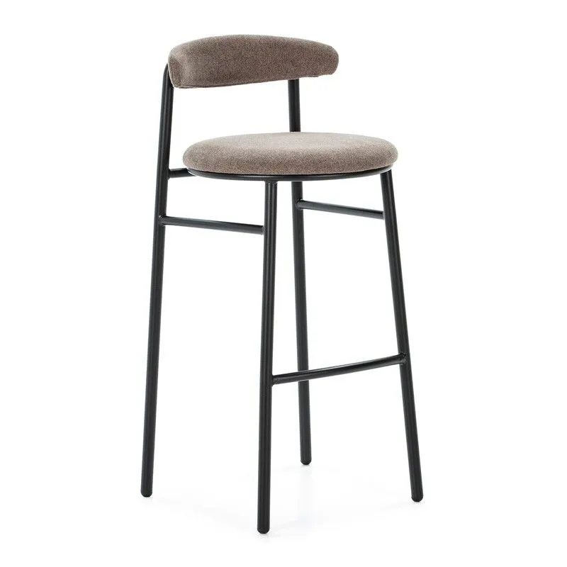 Tabouret haut en métal et tissu gris/noir, 44 x 46 x 94 cm