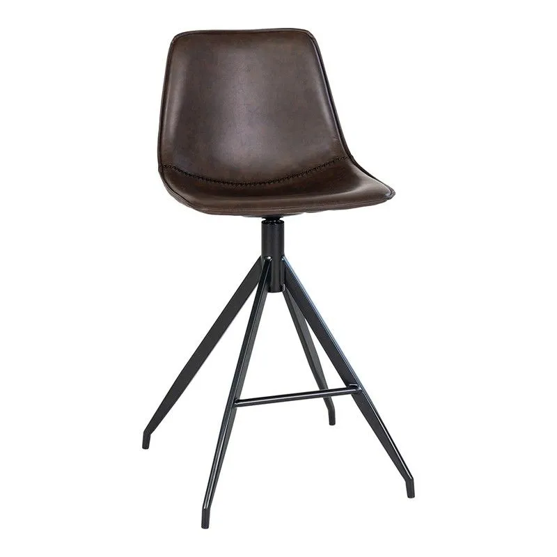 Tabouret haut en simili cuir marron foncé, 51 x 44 x 96 cm | Monaco