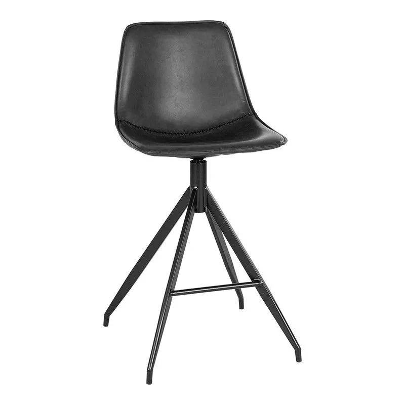Tabouret haut en simili cuir noir, 51 x 44 x 96 cm | Monaco