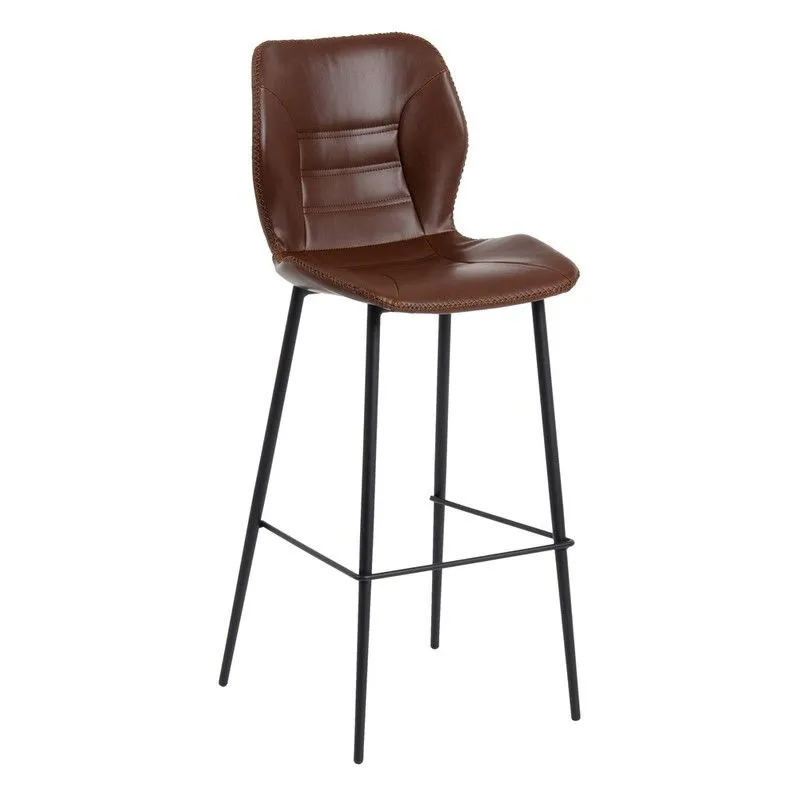 Tabouret haut en métal et simili cuir marron et noir, 44 x 49,5 x 98,5 cm