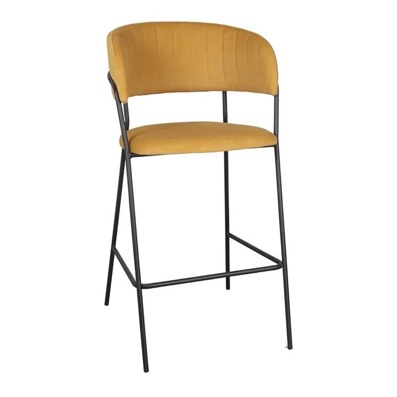 Tabouret haut en tissu moutarde, 56 x 59 x 107 cm | kaiser