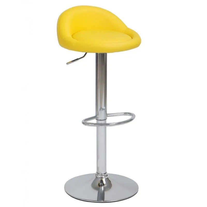Tabouret haut ajustable Aliveri en simili cuir et métal jaune/argenté, 42x38'5x69/91 cm