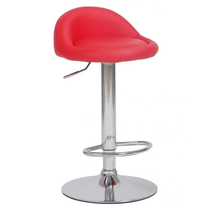 Tabouret haut ajustable Aliveri en simili cuir et métal rouge/argenté, 42x38,5x69/91 cm