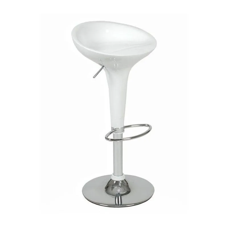 Tabouret Haut Réglable Austin Plastique et Métal Blanc/Argent, 38x33x56/76 cm