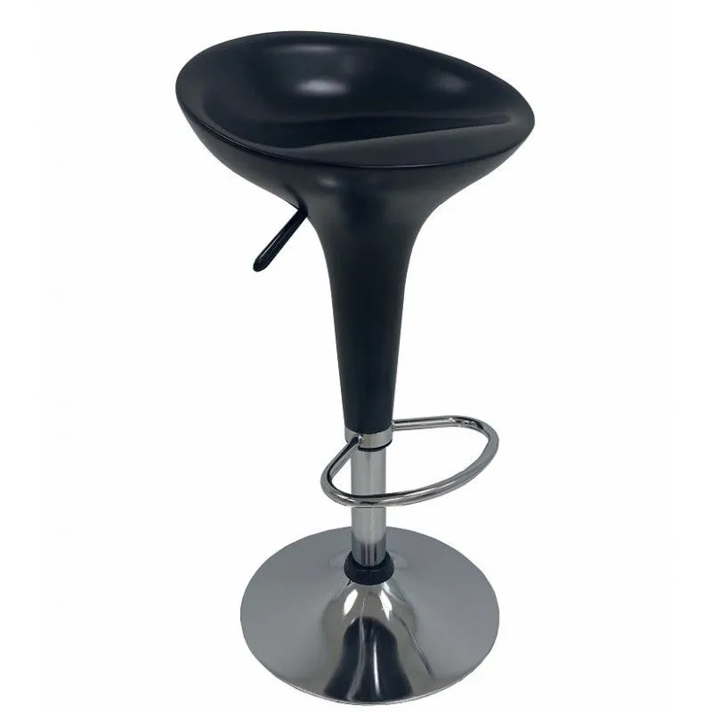 Tabouret Haut Ajustable Austin en Plastique et Métal Noir/Argent Mat, 38x33x56/76 cm