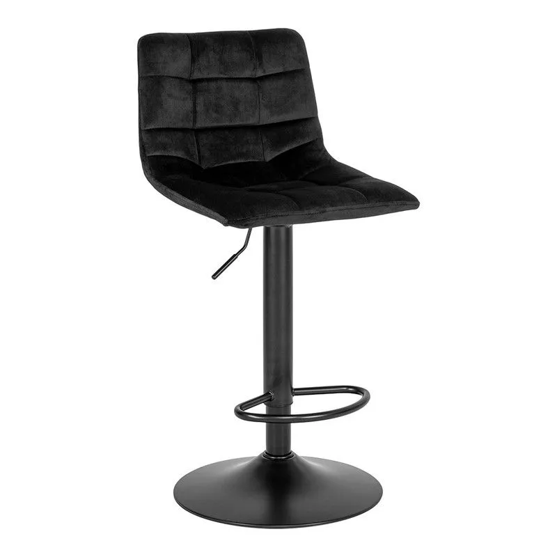 Tabouret haut réglable en hauteur en velours noir, 43 x 43 x 108 cm | Middelfart