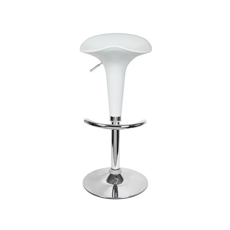 Tabouret Norman Haut Ajustable en Plastique et Métal Blanc/Argent, Ø38x68/86 cm