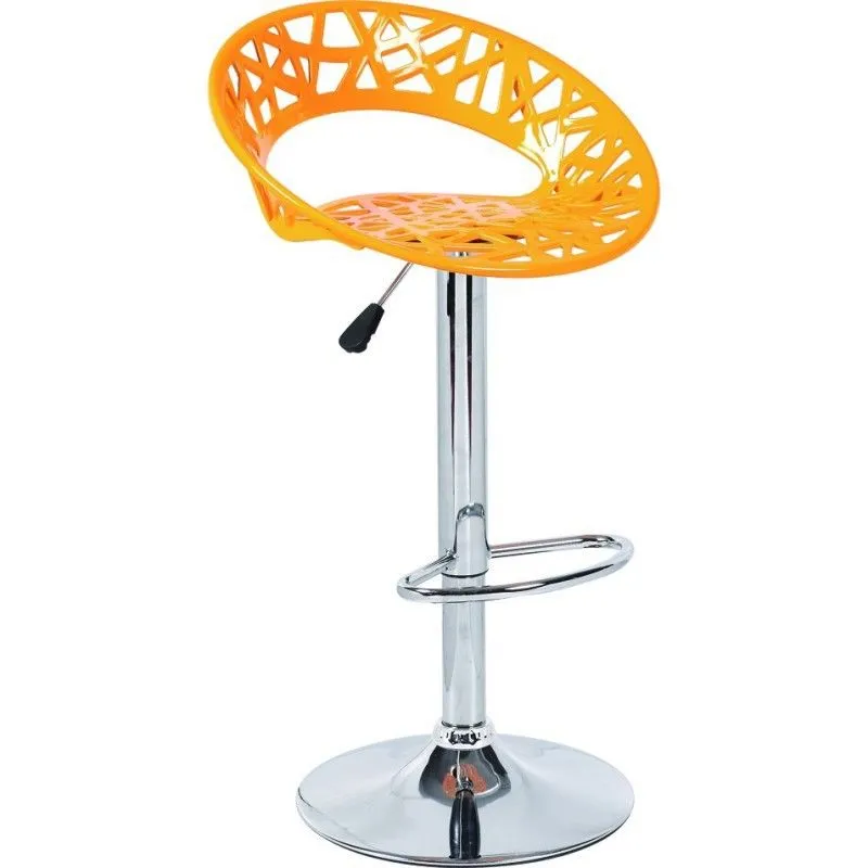 Tabouret Haut Rond Ajustable en Plastique et Métal Jaune/Argent, 50x47x57/77 cm