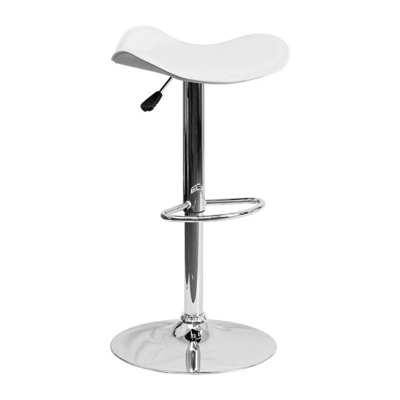 Tabouret Haut Samba en Nappel et Métal Blanc/Argent, 45x37x64/86 cm