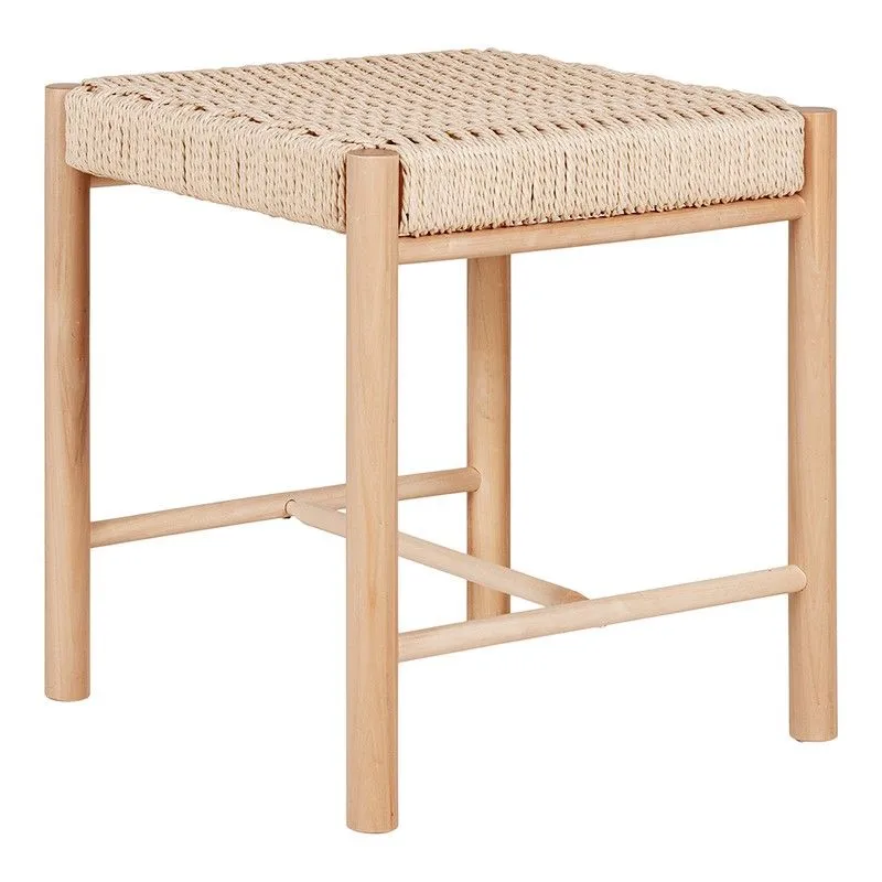 Tabouret bas en bois de peuplier naturel, 42 x 42 x 46,5 cm | Abana