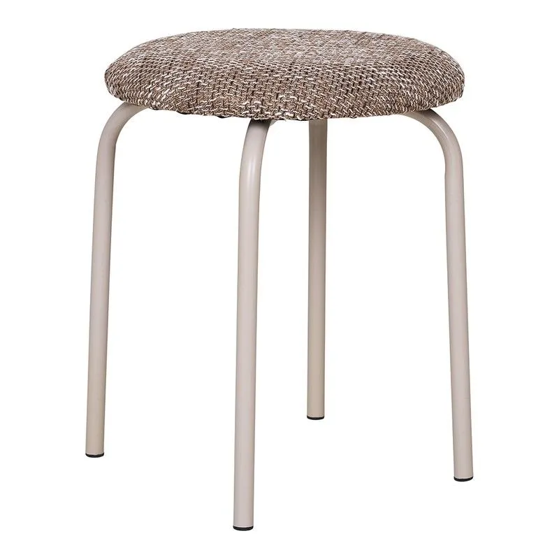 Tabouret bas en tissu et acier marron, 44 x 44 x 44 cm | Asmara