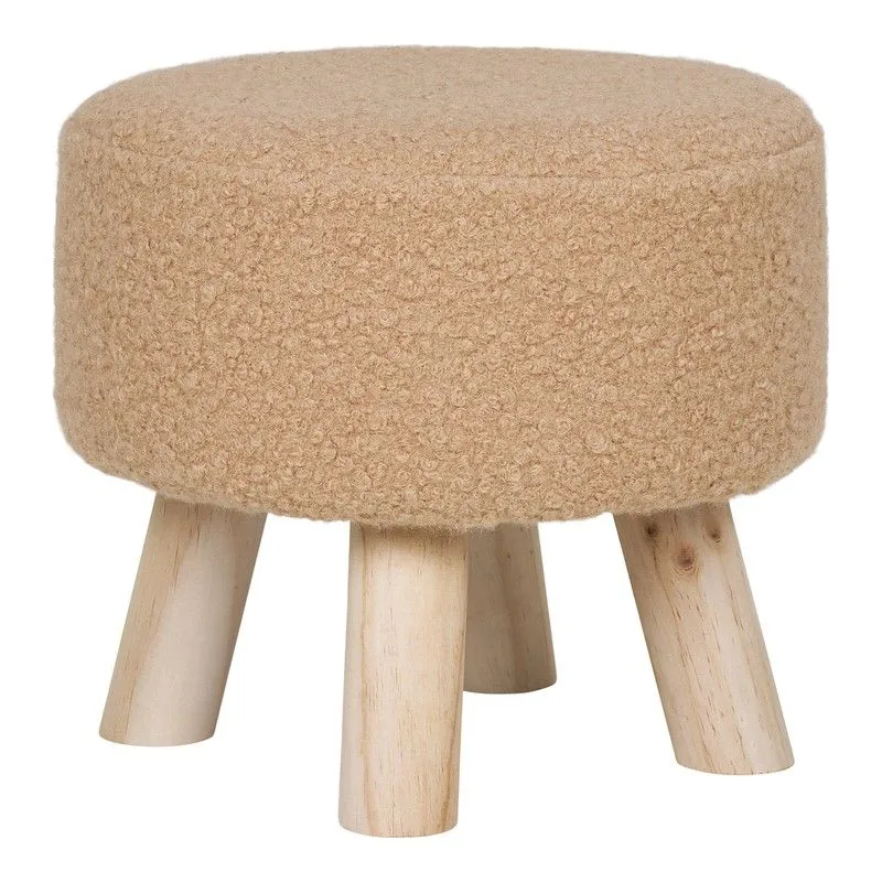 Tabouret bas en tissu et bois sable, 31 x 31 x 29 cm | Aberdeen