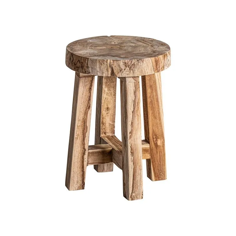 Tabouret Bas KOSE en Bois Tropical Naturel, 30x30x40 cm.