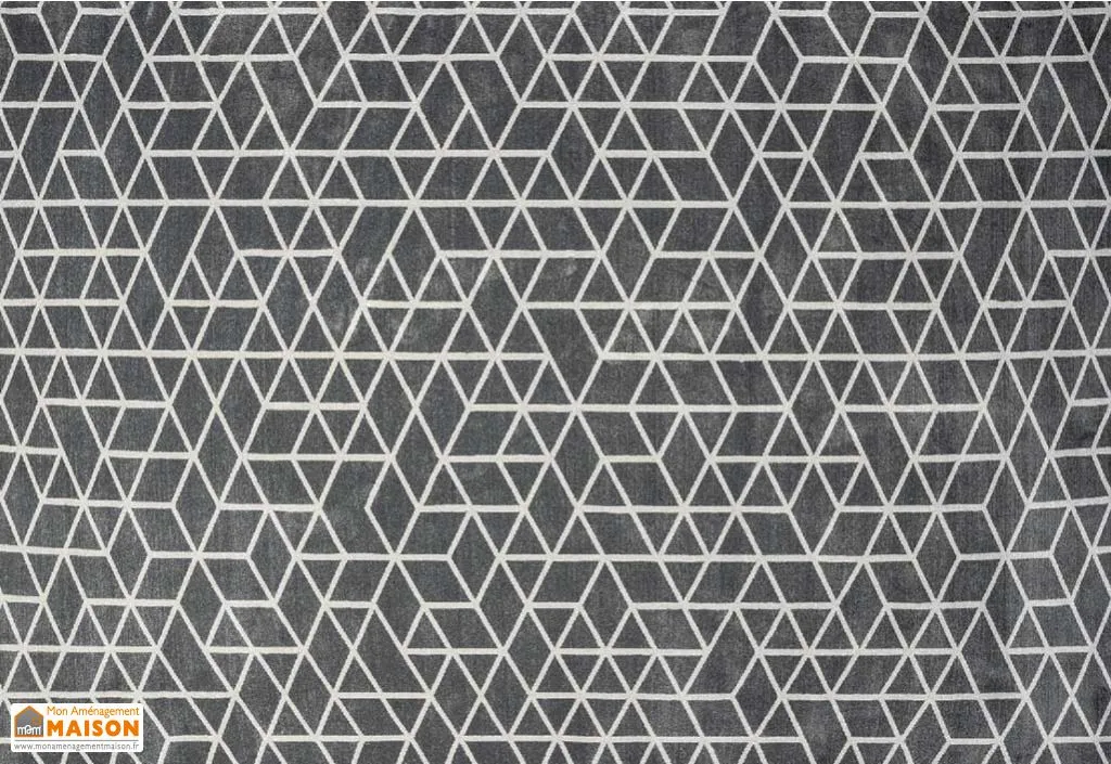 Tapis de salon rectangulaire gris anthracite en polyester - Origami