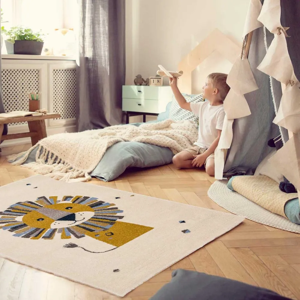 Tapis enfant Lion en laine synthétique 150 x 80cm
