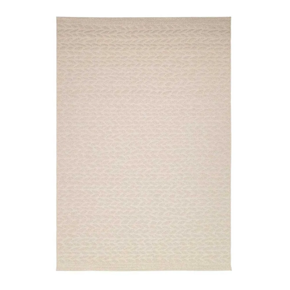 Tapis intérieur-extérieur tressé beige Feuilles 120 x 170 cm