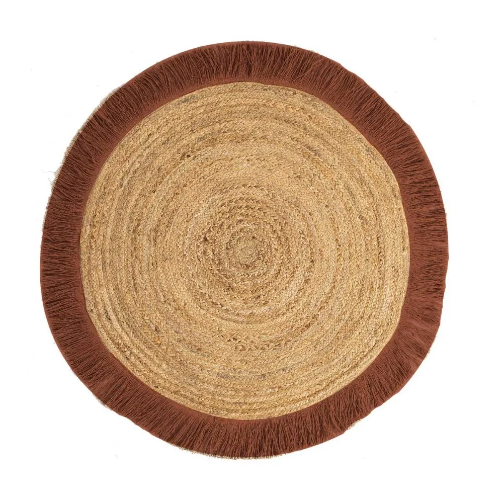 Tapis rond en jute naturelle et franges terra 120 cm