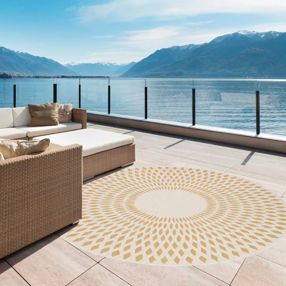 Tapis rond Illusion losange miel Diamètre 160cm