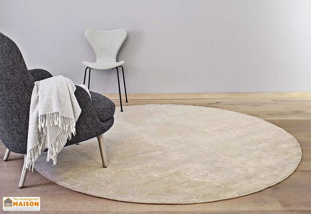 Tapis Rond en Laine et Fibres de Bambou Space Surface (2 Tailles)