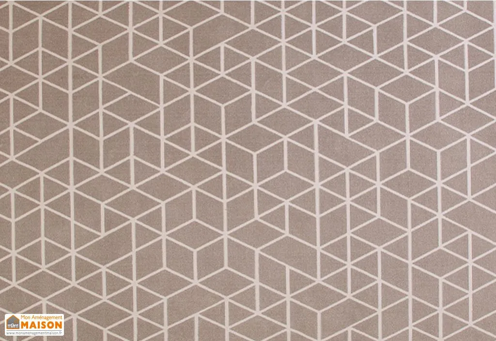 Tapis de salon rectangulaire taupe en polyester – Origami